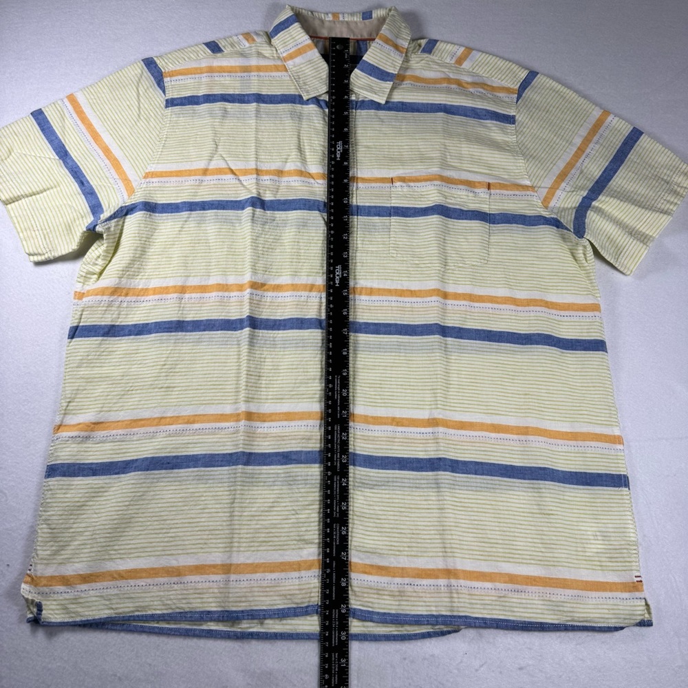 32 Bar Blues‎ Men’s XL Linen Cotton Striped Short Sleeve Shirt - Picture 10 of 10